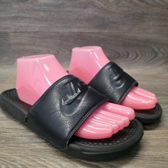 Nike Benassi JDI Slides Men 8 Women 9.5 Black Lightweight Slip On Sandals 343880 - Picture 1 of 12
